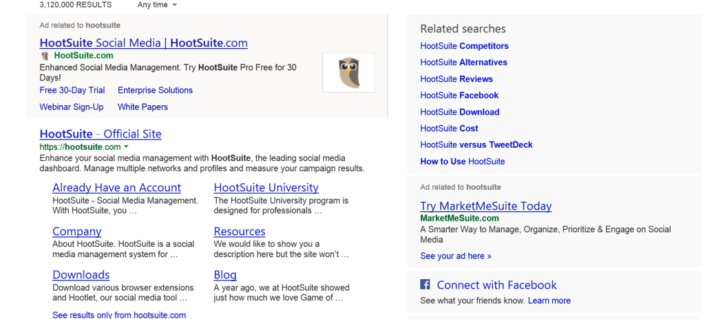 HootSuite in the Serp