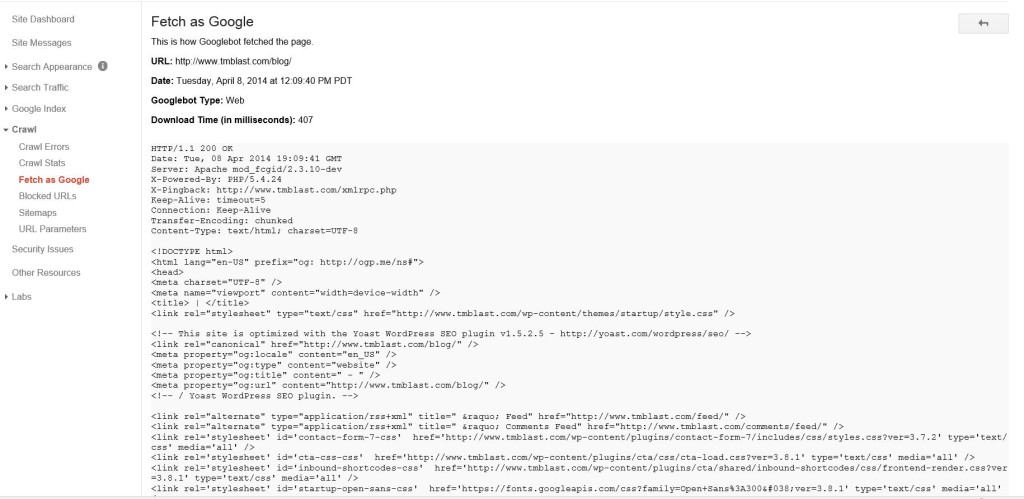 The HTML view of Google Bot