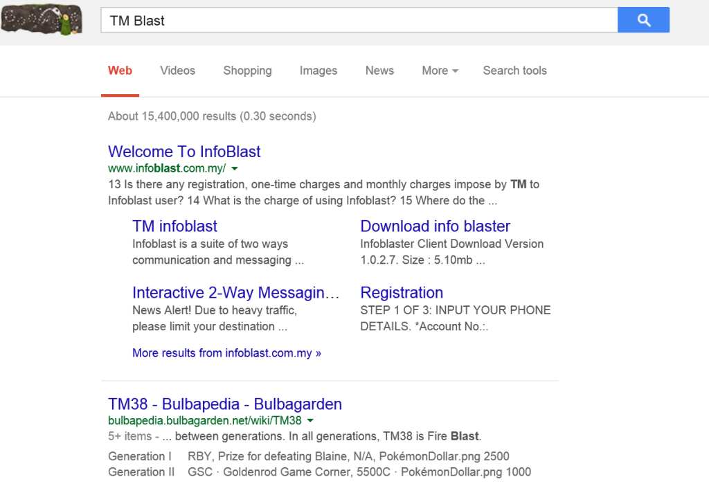 TM Blast in Google Search