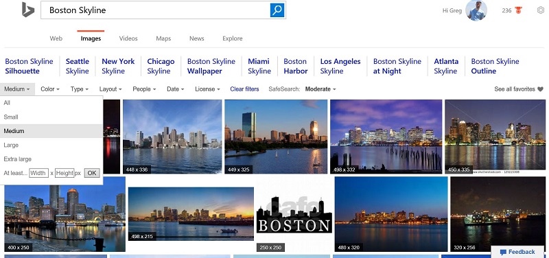 Medium Image Size in Bing Search