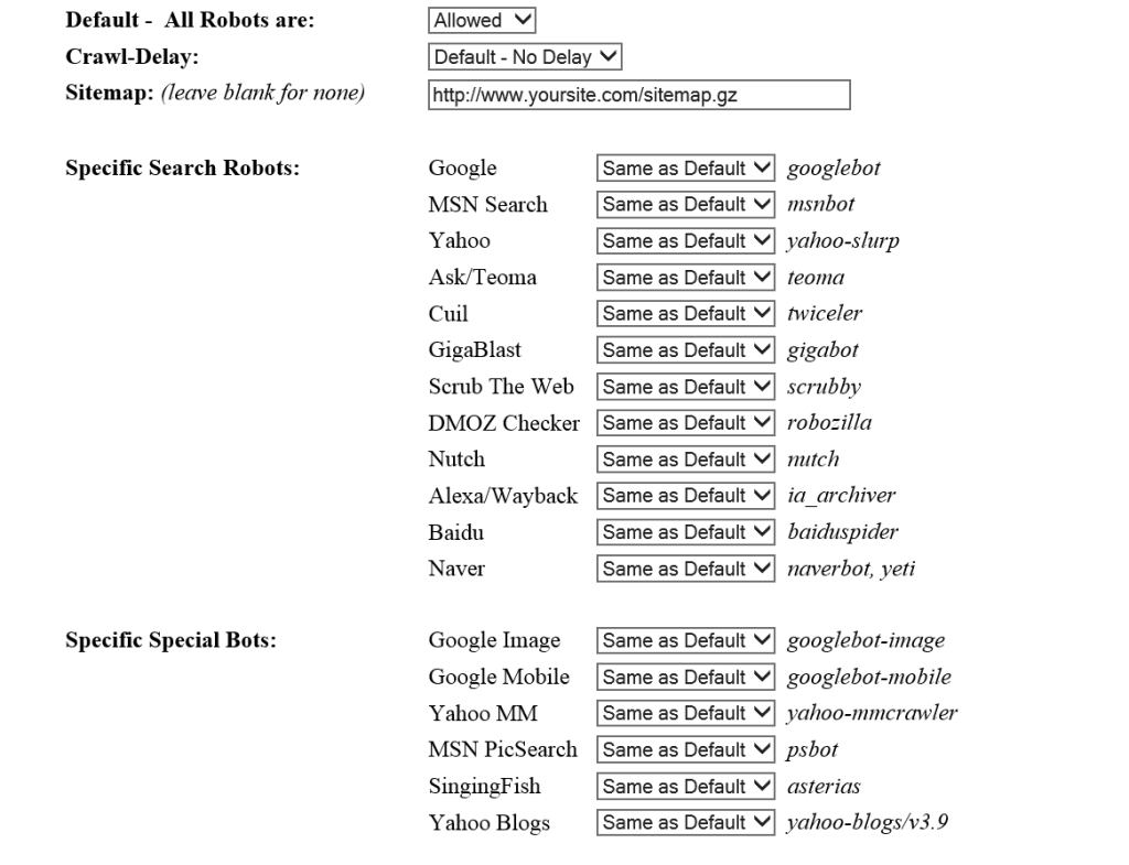 Robots .txt easy generator
