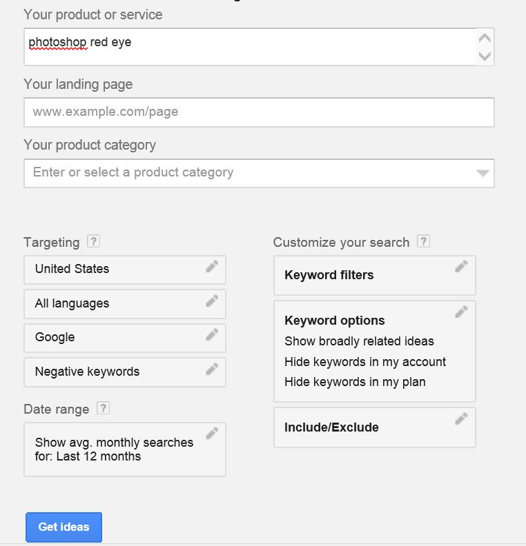 A specific keyword search in Google