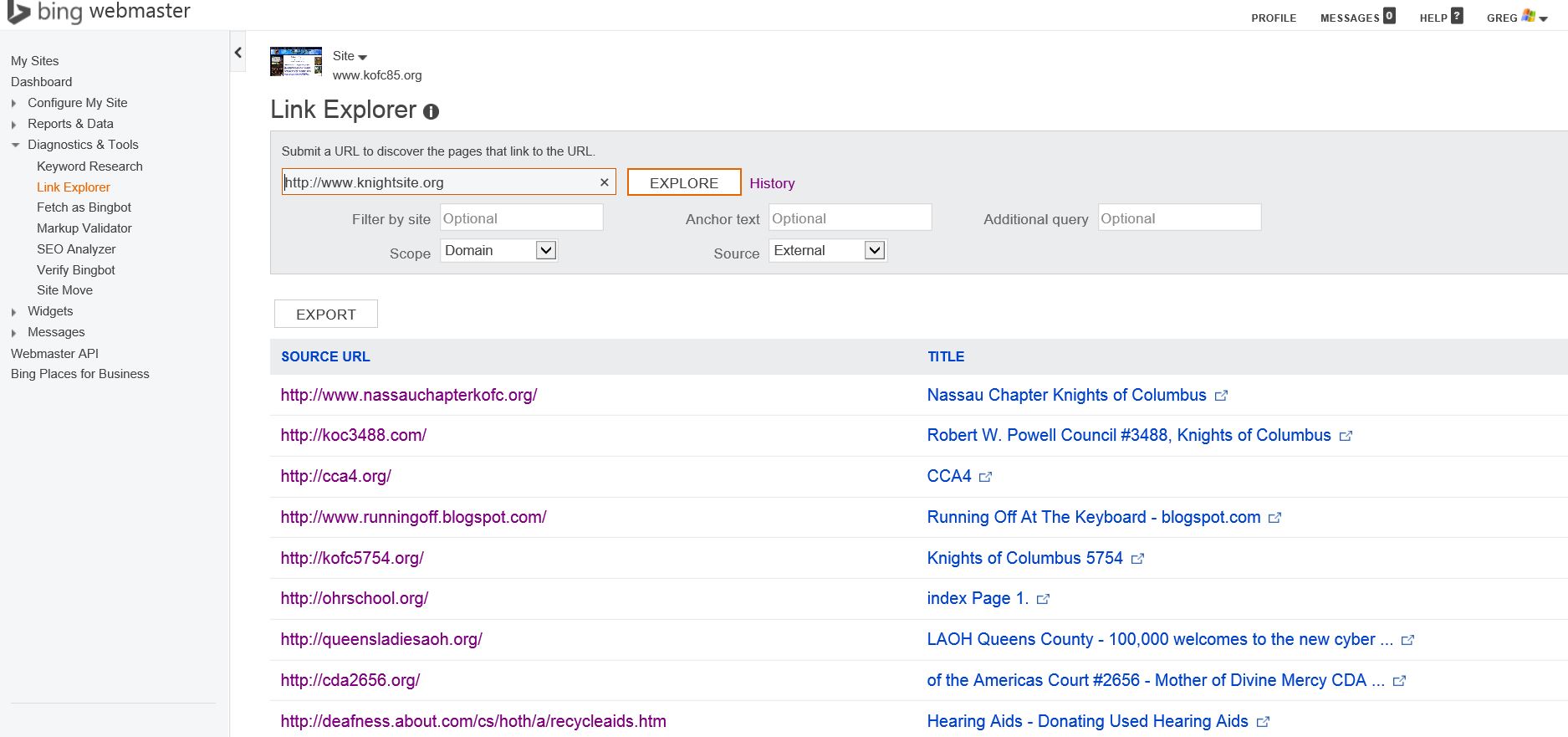 Bing Link Explorer for Competitor Research