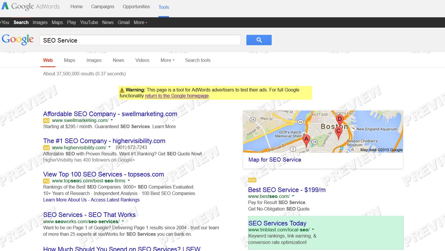 adwords preview tools