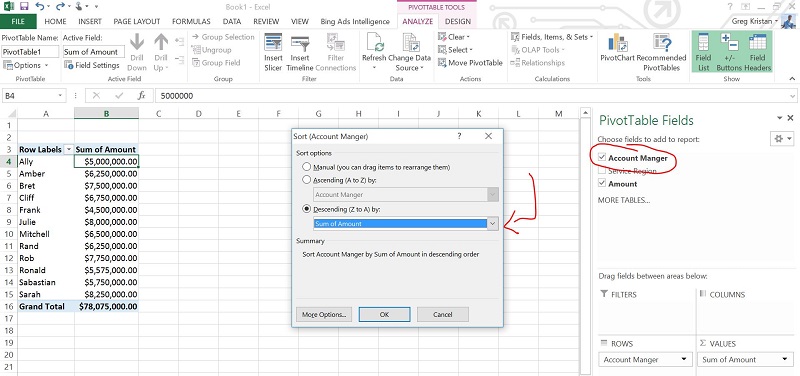 How To Sort High To Low Numbers In A Pivot Table In Excel