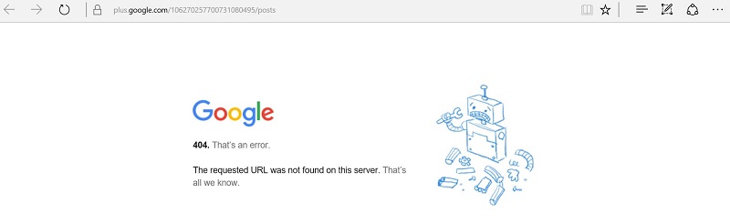 404 Error in Google Plus