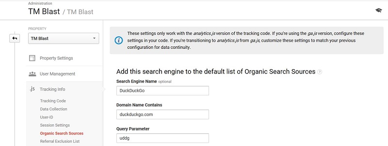 DuckDuckGo Organic Search Source Google Analytics