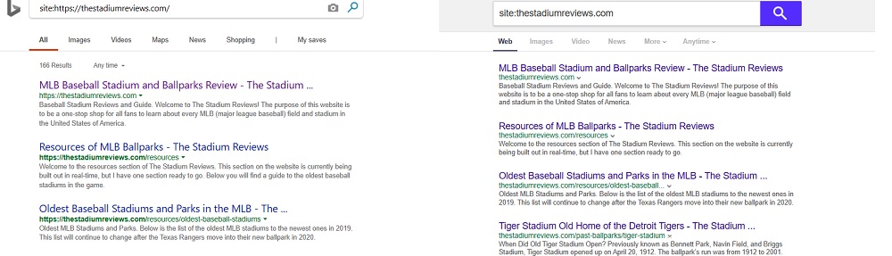 Bing and Yahoo Site Commands
