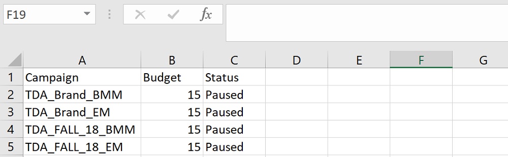 Campaign Build using Excel