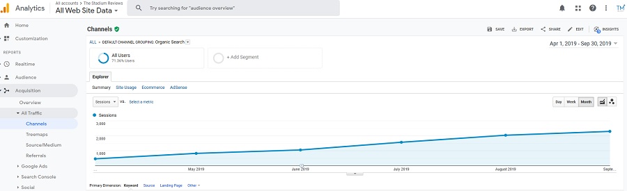 Organic Traffic Growth for Niche Website